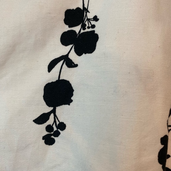 Ann Taylor White Black Floral Midi Dress Cotton Linen Blend Work Wear Size 10 - Picture 2 of 5